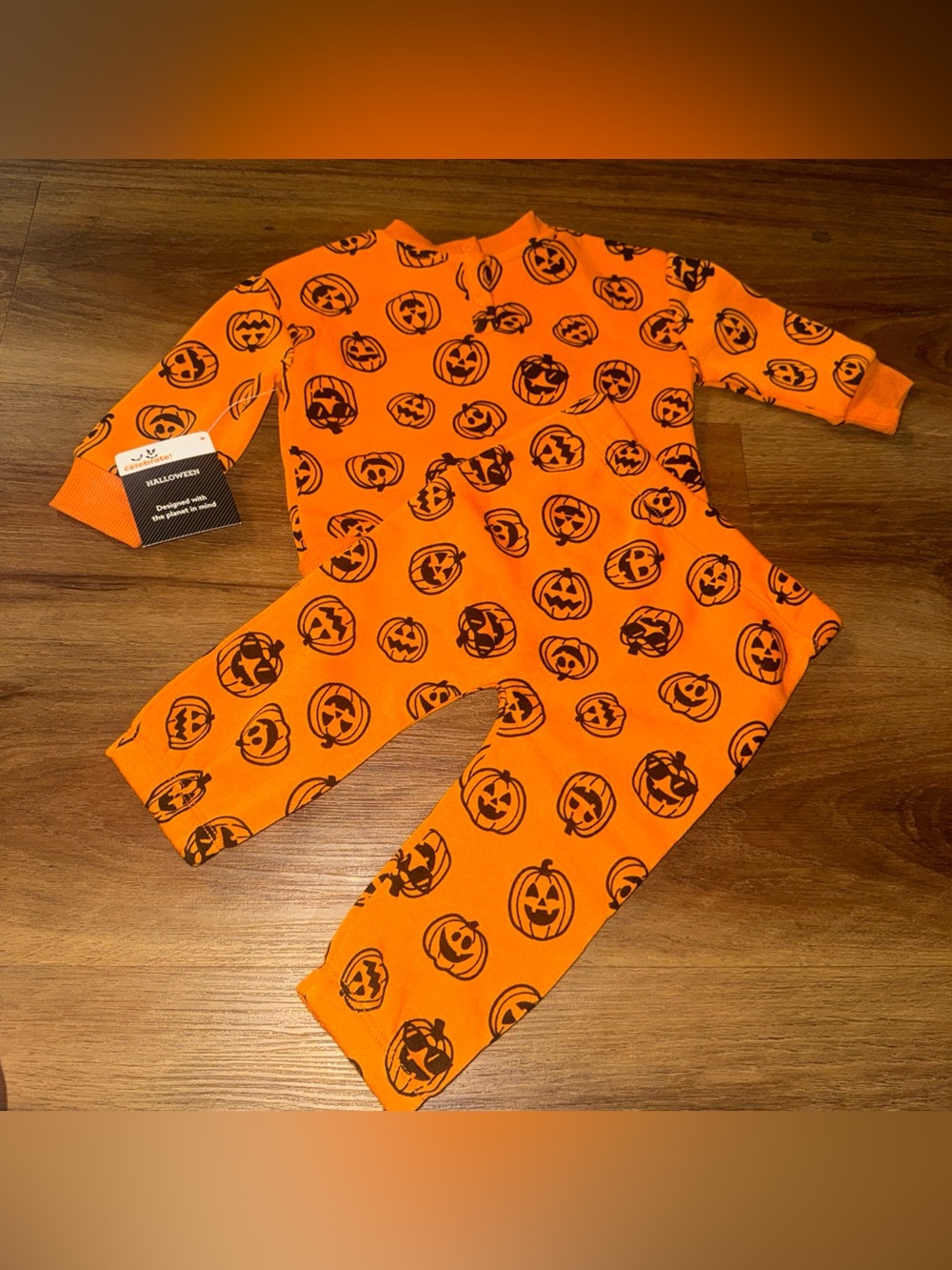 Baby Halloween Pumpkin Sweatshirt Pants Set 6-9M NWT Orange 2 Piece Outfit